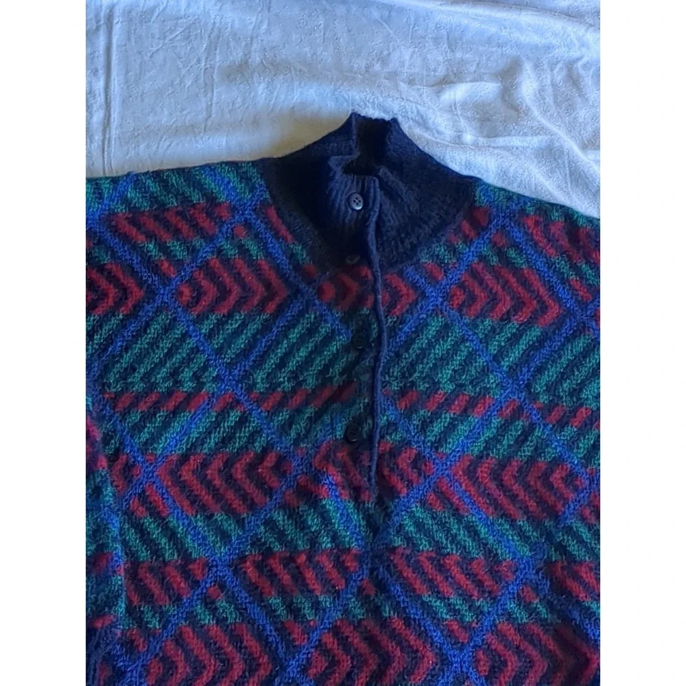 Vtg Yves Saint Laurent‎ Kid Mohair Sweater Multicolor Pullover Mock Neck